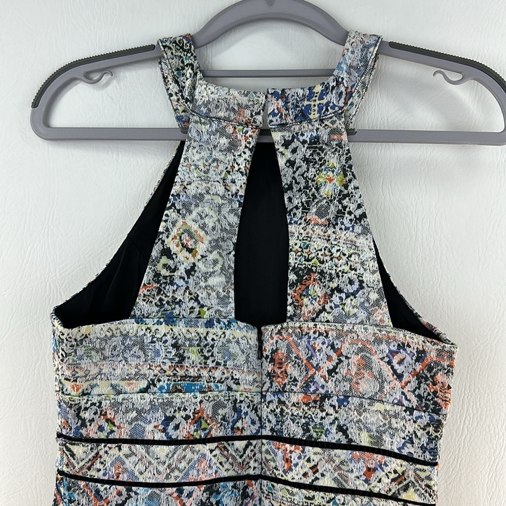 Parker Racer Back Jacquard Mosaic Print Tulip Mini Dress - Picture 8 of 13